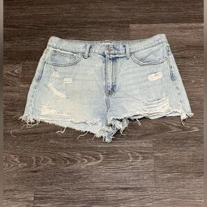 Sneak Peek Light Blue Distressed Jean Shorts